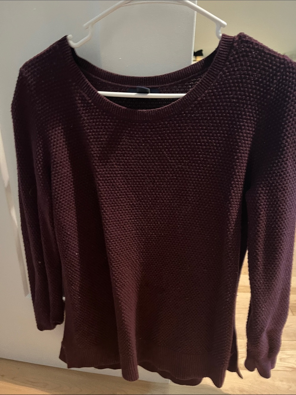 GAP Scoop-Neck Waffle Knit Sweater in Deep Plum